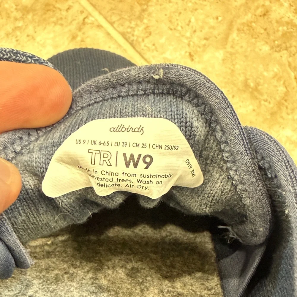 Allbirds Women's Navy Blue Mesh Sneakers with white soles. - Picture 3 of 6